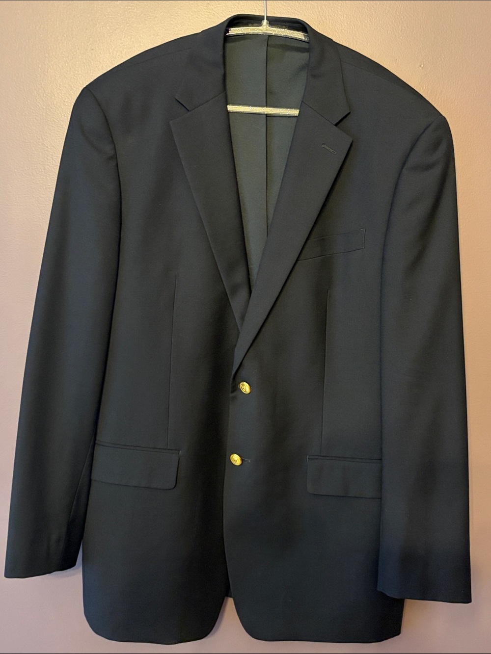 Ralph Lauren 100% Wool Classic Men's Navy Blazer with Gold Buttons 44L